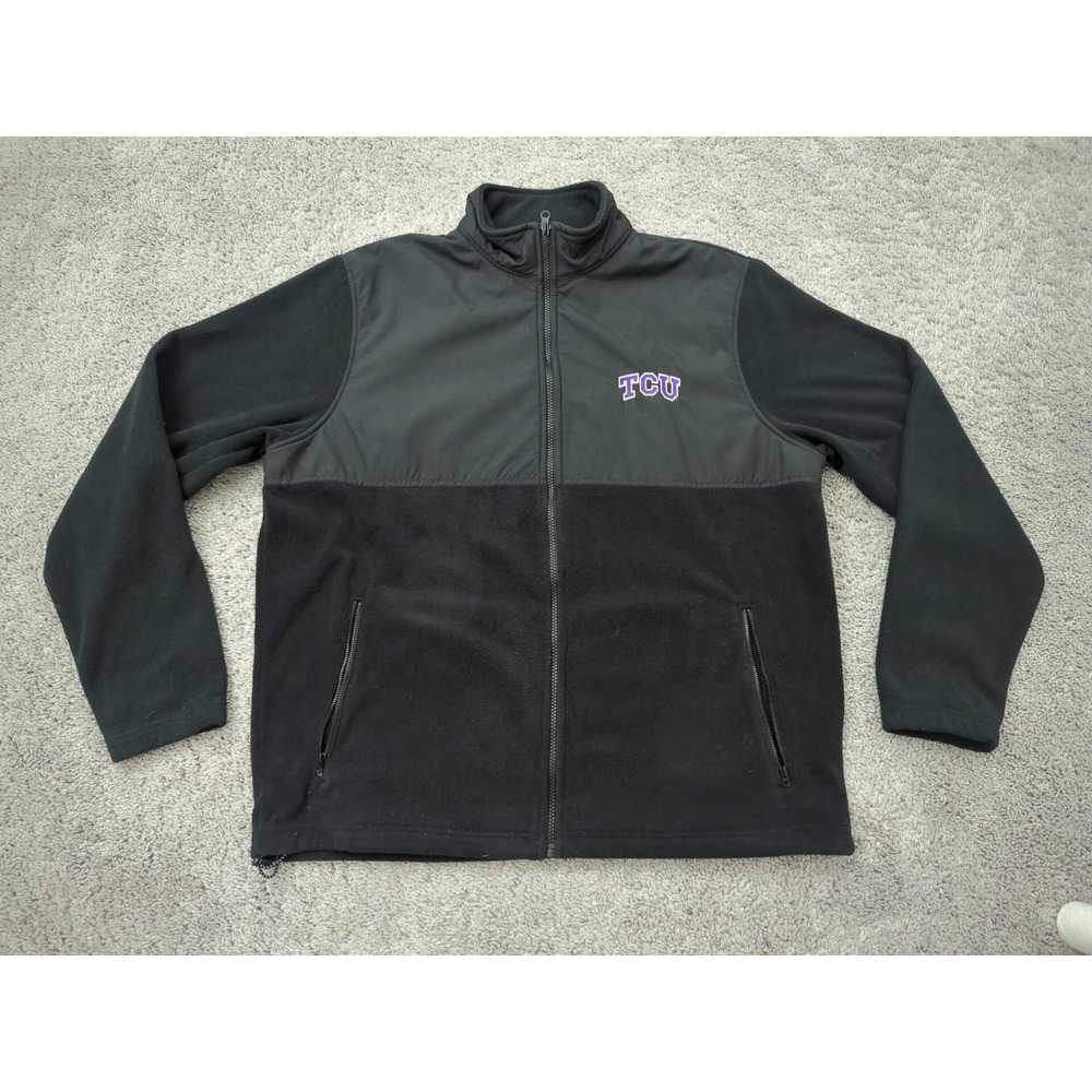 TCU Horned Frogs‎ Jacket Mens XL Black Two Tone Full Zip NCAA Gear For Sports